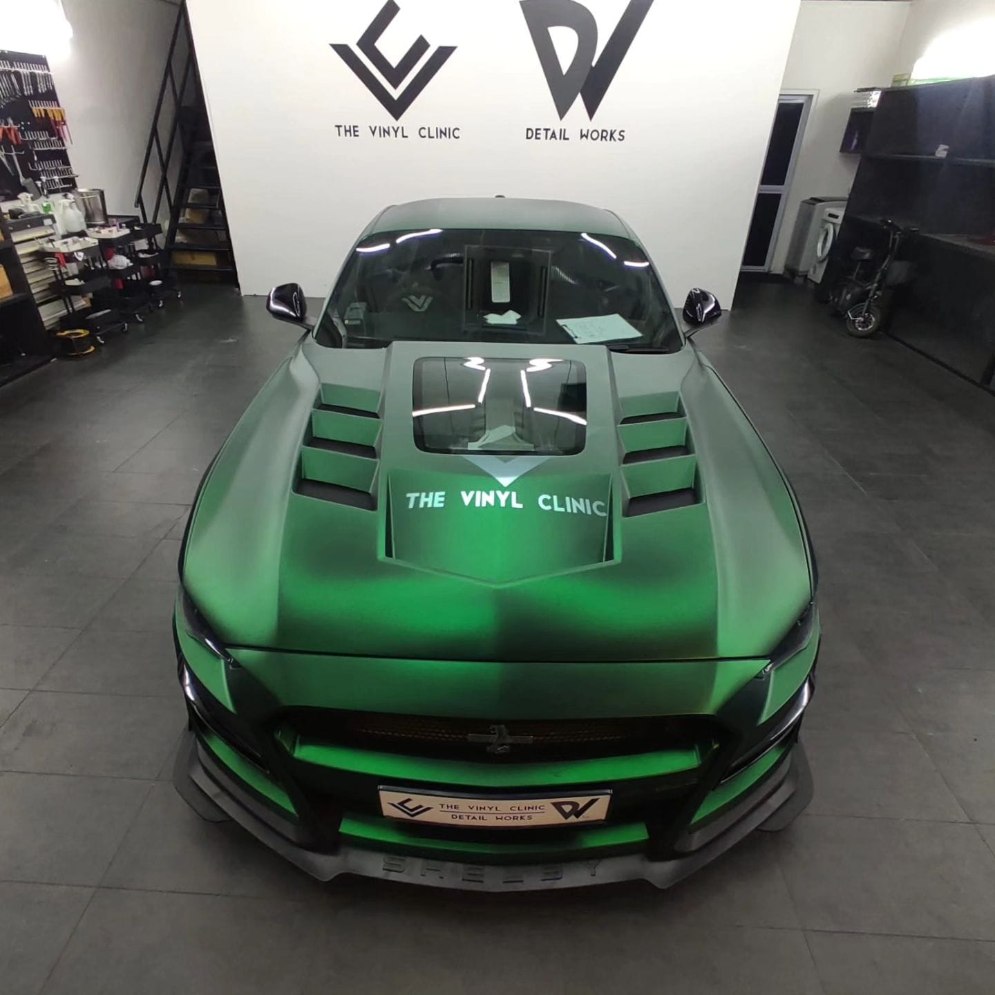 Matte Chrome Green Mustang.