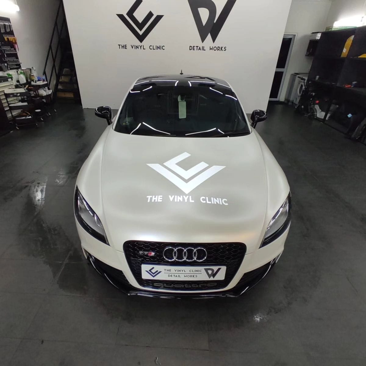 Super Sleek Satin Pearl White Audi TT with Fireball Aegis coating.