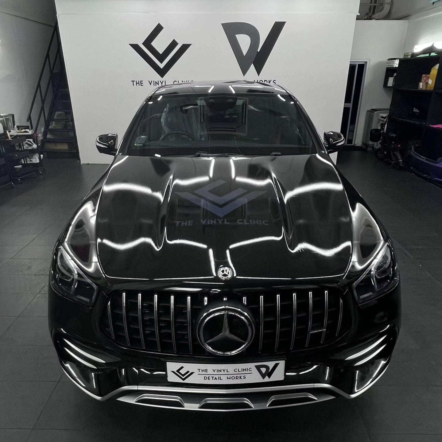 Mercedes GLE full exterior and interior wrap in Gloss Metallic Black.