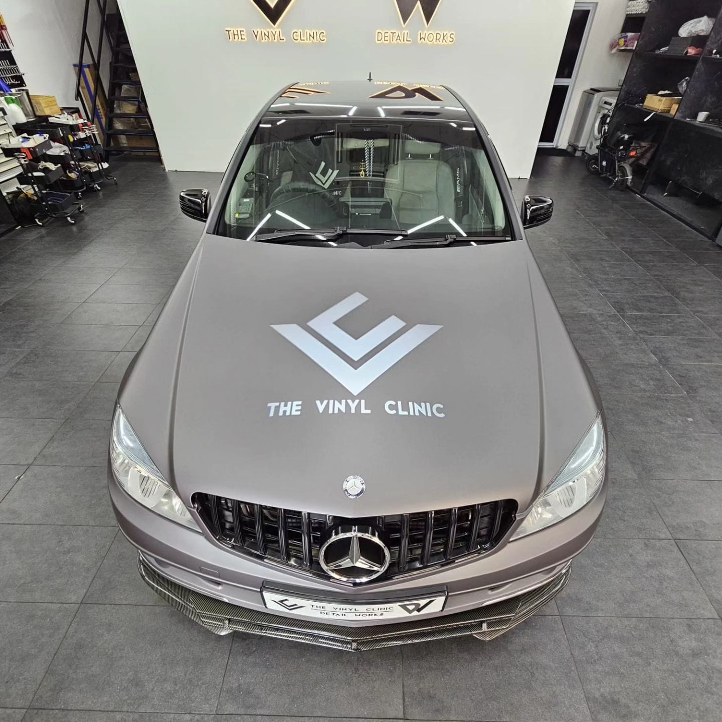 Mercedes in Matte Metallic Dark Grey.