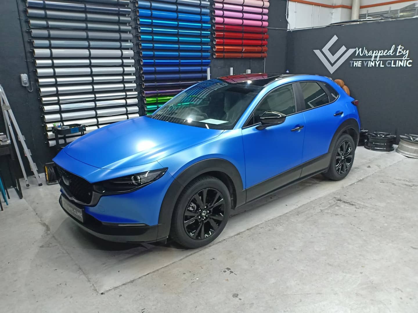 Satin wave blue by Avery Dennison.