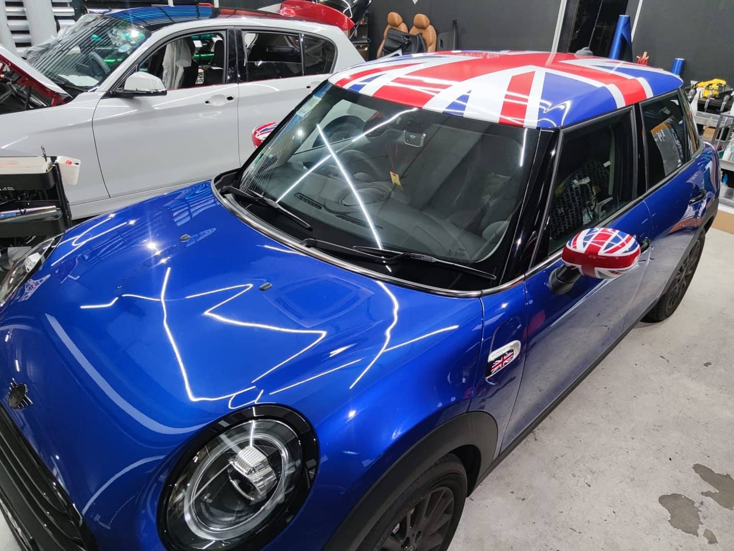 Customised Union Jack for the side mirrors perfect match.