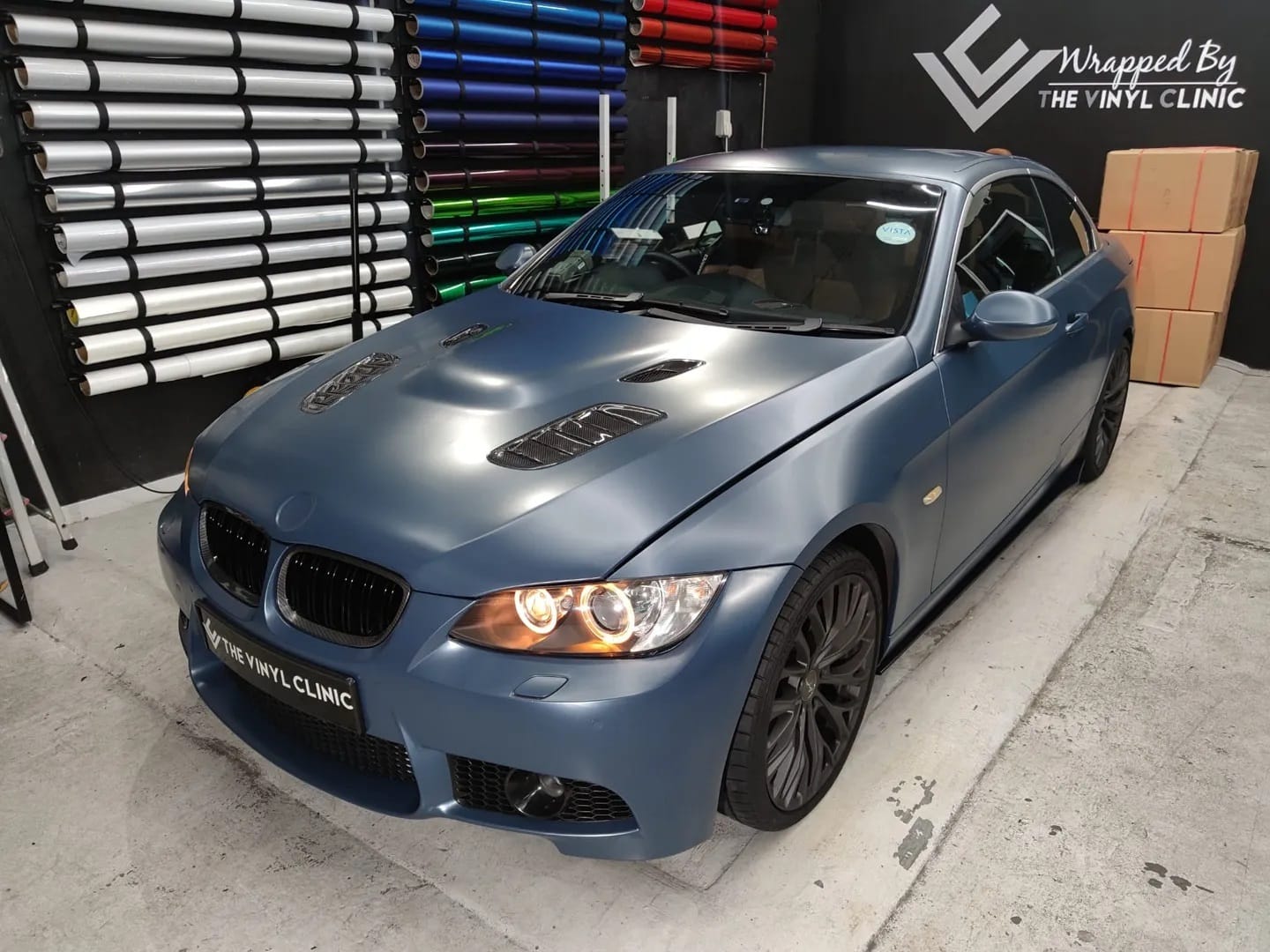 Satin Thundercloud with carbon interior on the 335 conver...