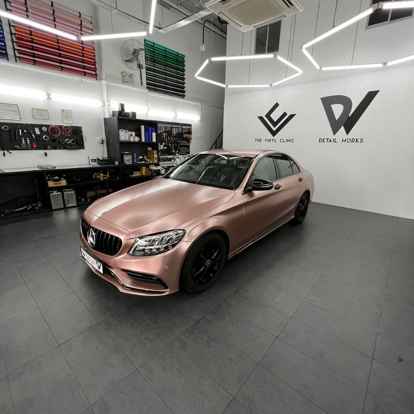 Rose gold C180 with our custom AMG kit, chrome deletes an...