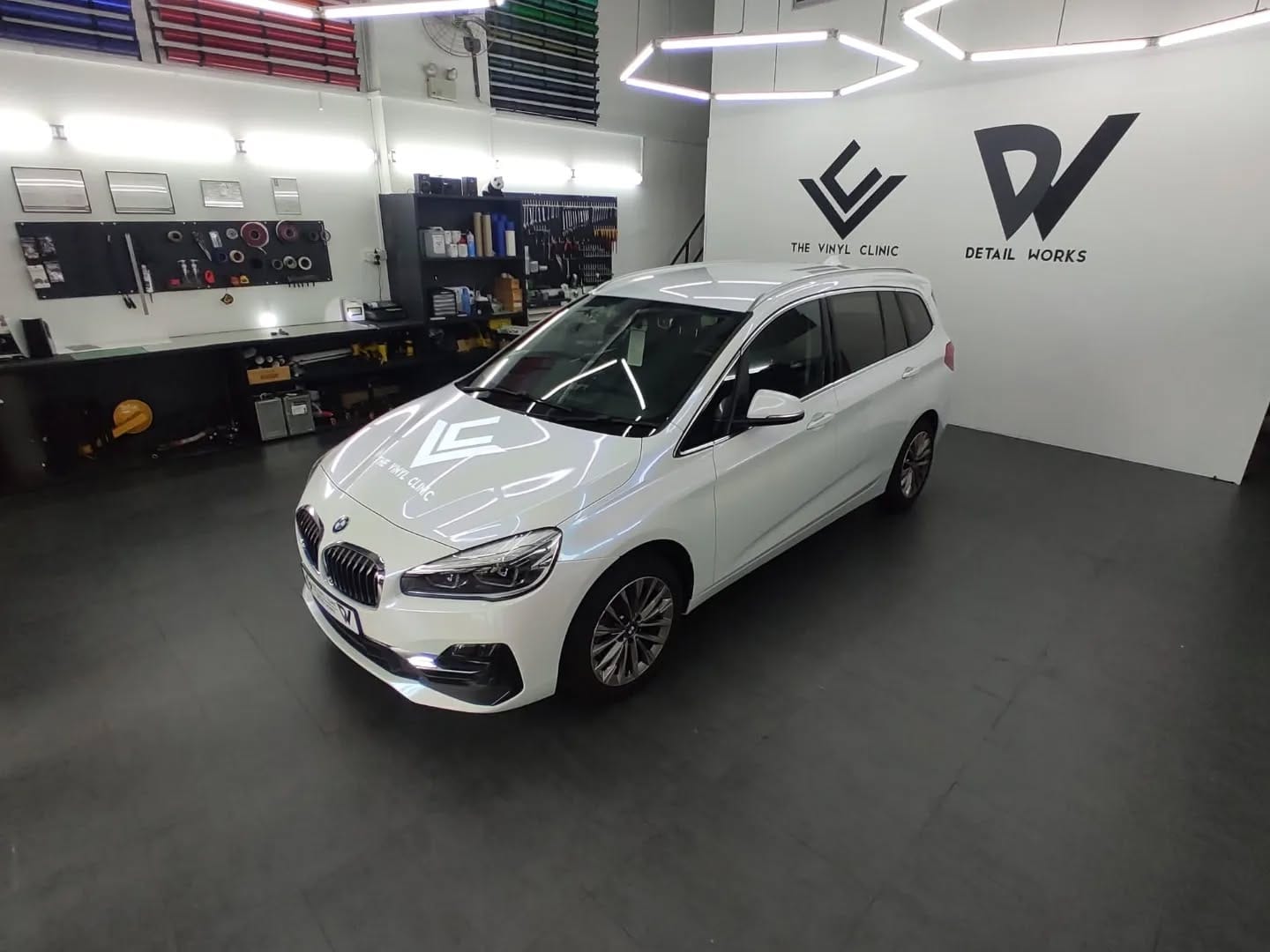 BMW 216GT in Pearl White Iridescent Blue.