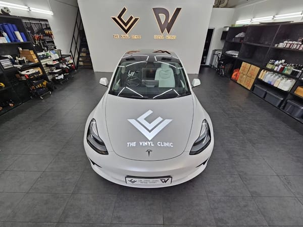 Tesla Model 3 with matte ppf, VKOOL solar film and shadow lights.