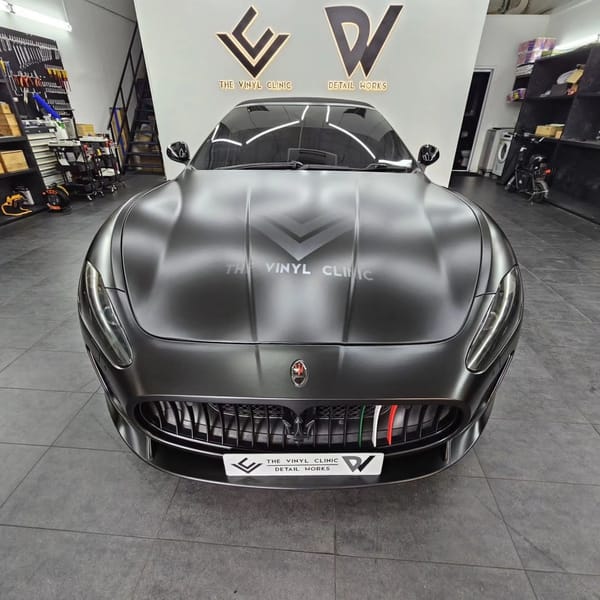 A real complete makeover. Avery Dennison Satin Black Wrap with head lights and tail lights tint.