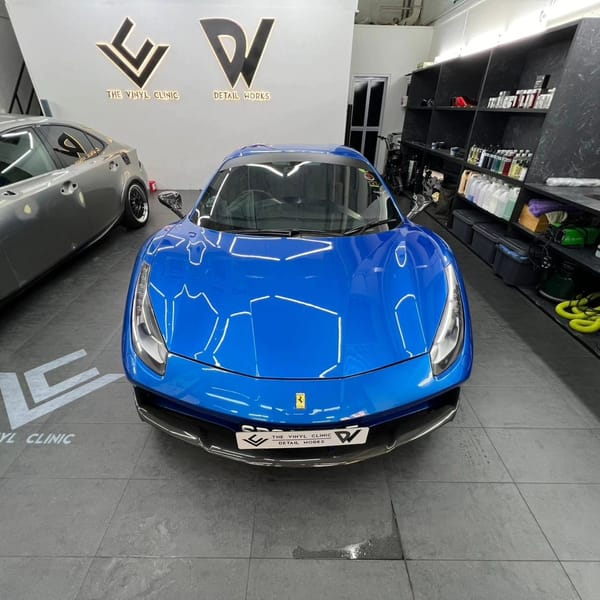 Ferrari 488 with Avery Dennison Supreme X5 paint protection film. Coated with Fireball Butterfly Ceremic coating.