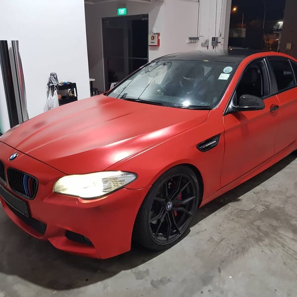 Satin chrome red with gloss black accents.