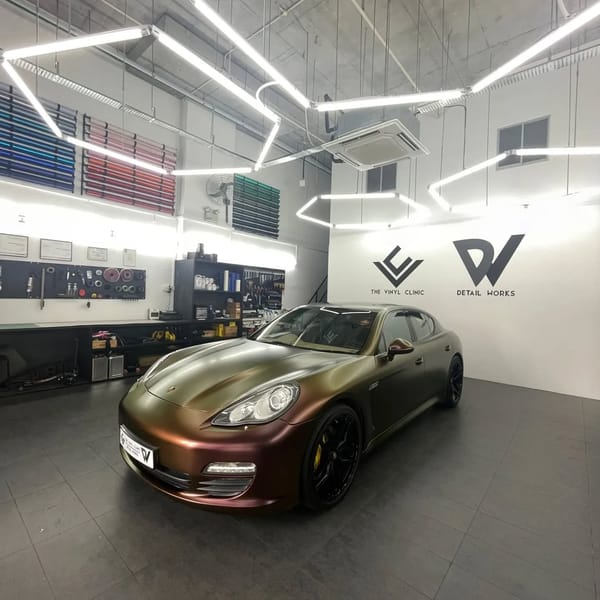 Satin flip volcanic Porsche Panamera with Fireball nano c...