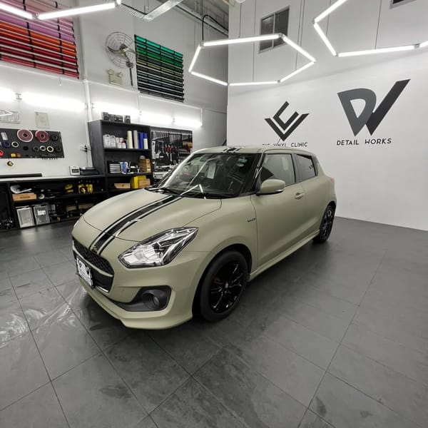 Avery Dennison matte khaki green with Mactac gloss black ...