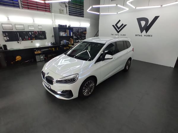 BMW 216GT in Pearl White Iridescent Blue.