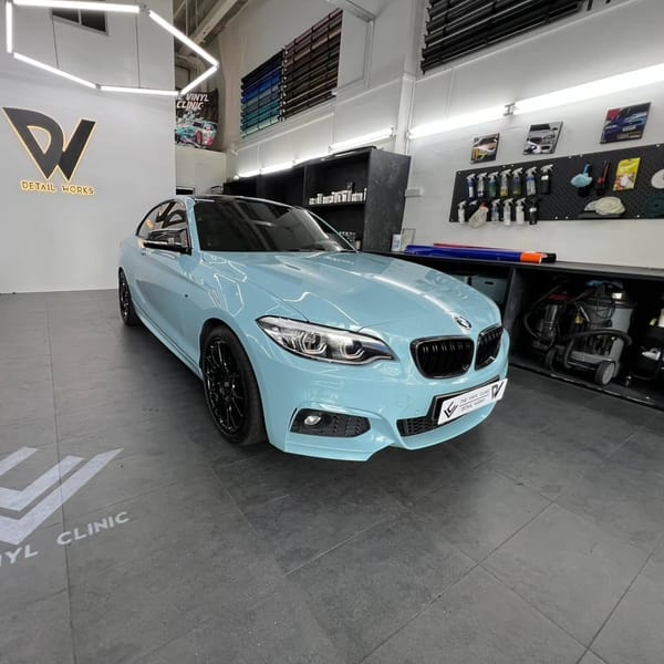 Meissen Blue on a handsome 230i coupe.