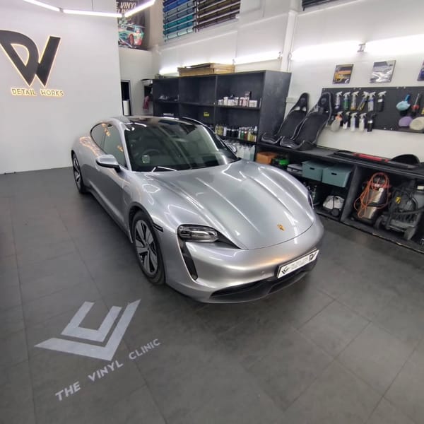 Porsche Taycan GT Silver.
