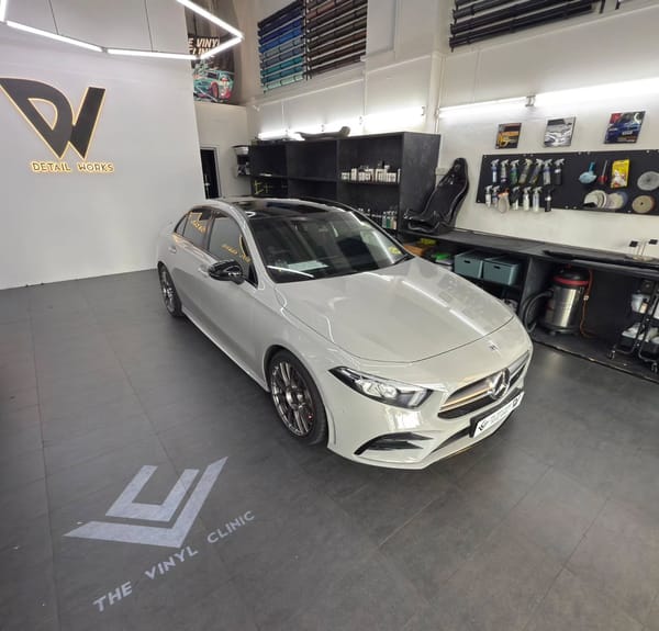 A Class chalking it out with gloss black dechrome.